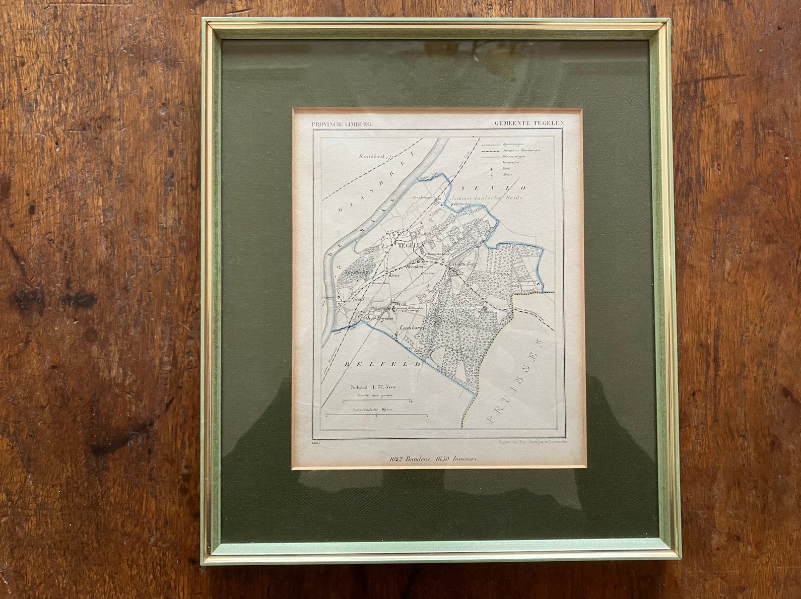 Kaartje gemeente Tegelen uit de atlas J. Kuyper, Boeken, Atlassen en Landkaarten, Ophalen of Verzenden, 1800 tot 2000, Nederland