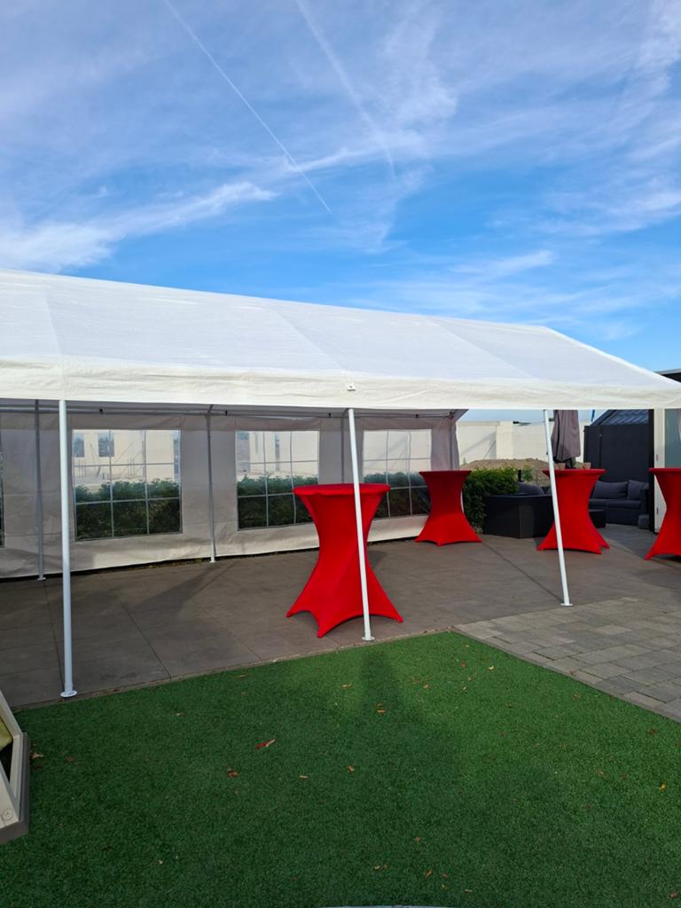 Partytent huren | Wit 4x8m | Inclusief opbouwen & afbouwen, Ophalen