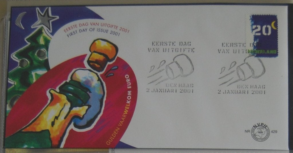 Nederland 1e dag envelop E429 t/m E447, uit jaar 2001., Ophalen of Verzenden, Onbeschreven, Nederland