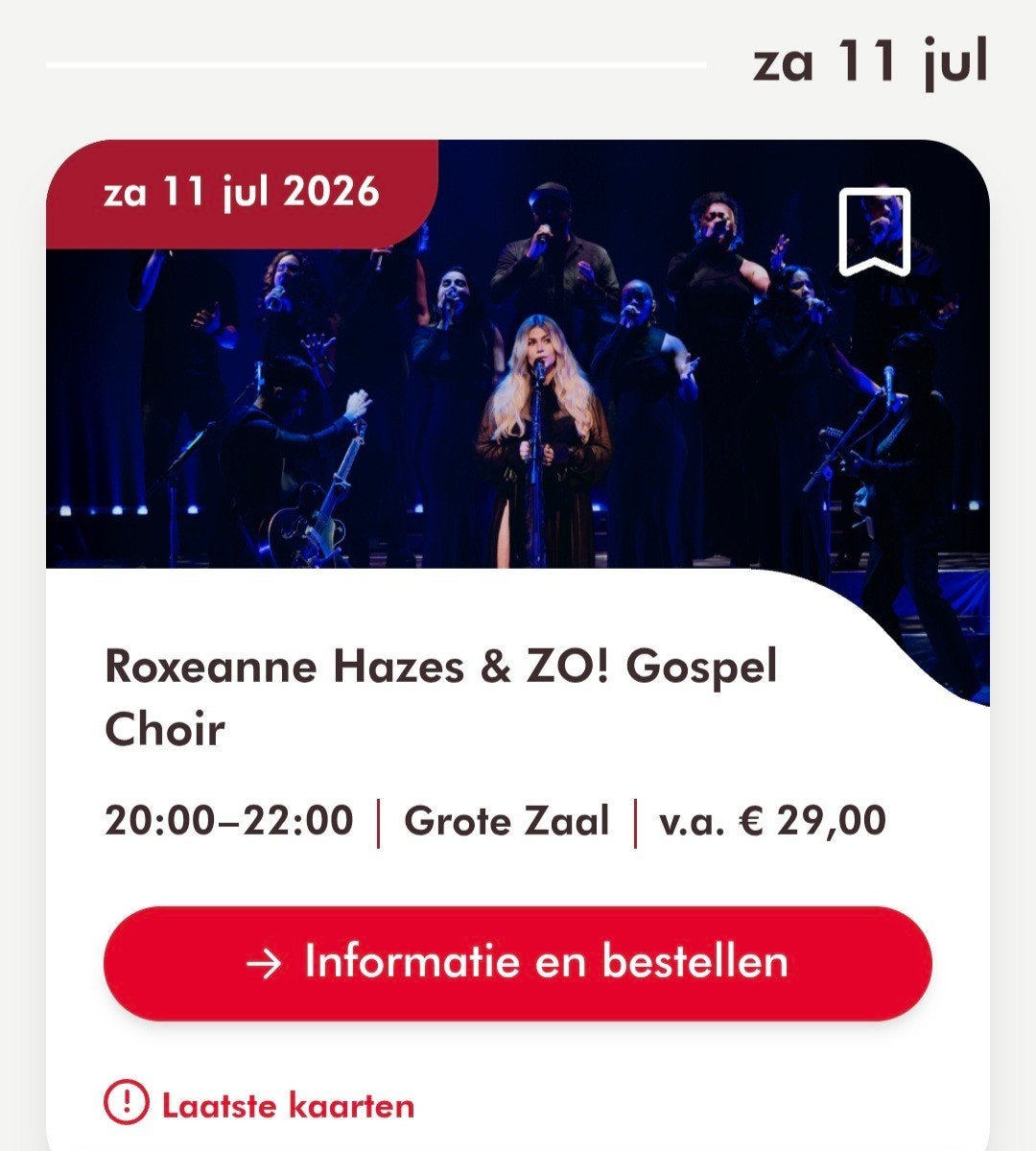 Kaarten Roxeanne Hazes 11 juli