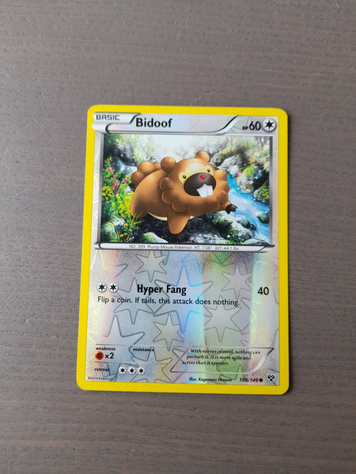 Xy 106/146 bidoof reverse, Ophalen of Verzenden, Zo goed als nieuw, Losse kaart, Foil