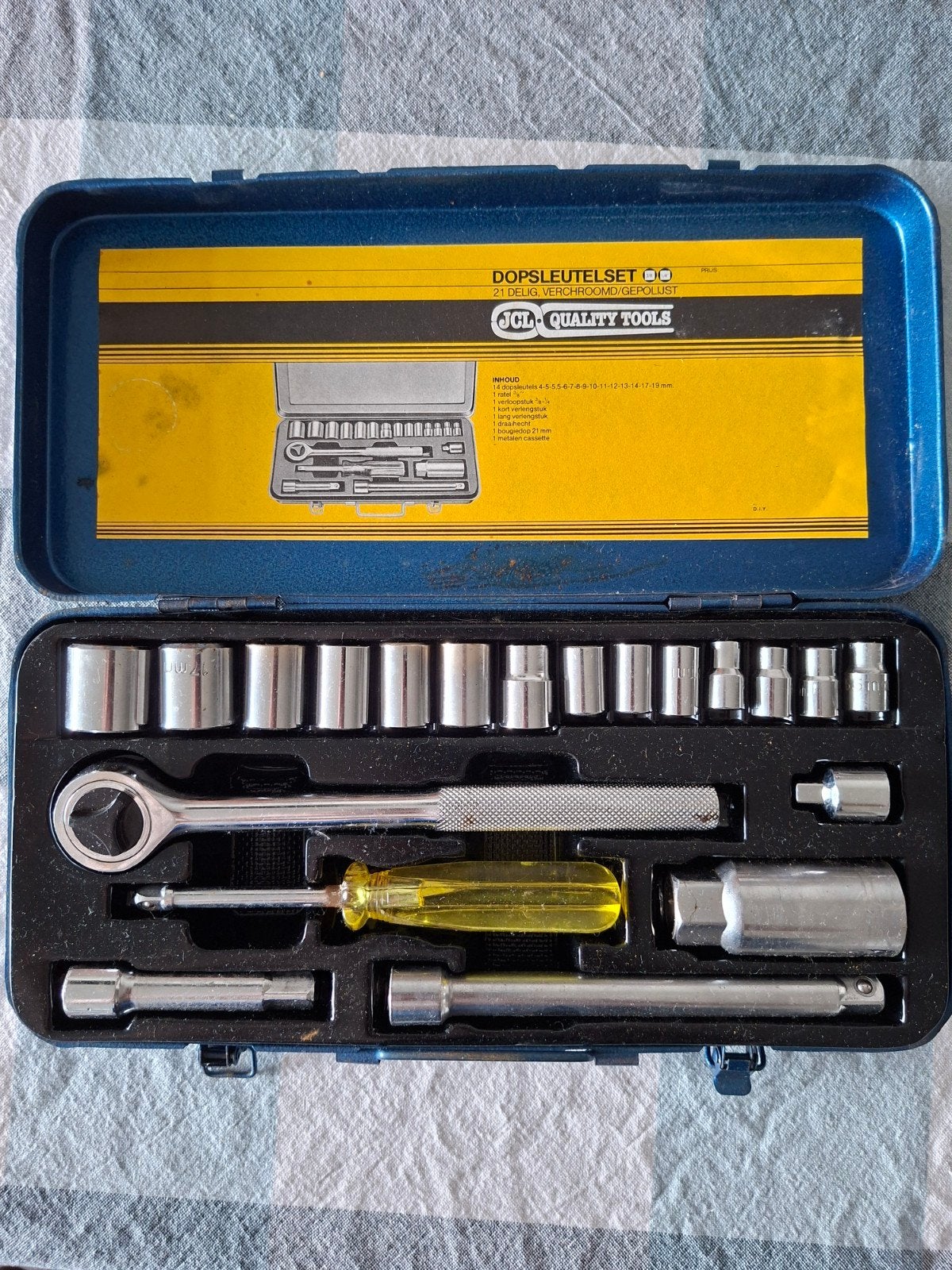 JCL Quality Tools Doppenset 21-delig in metalen koffer, Ophalen, Gebruikt