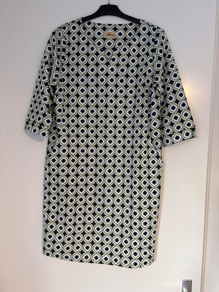Cartoon jurk met geometrische print maat 42, Blauw, Maat 42/44 (L), Ophalen of Verzenden, Zo goed als nieuw