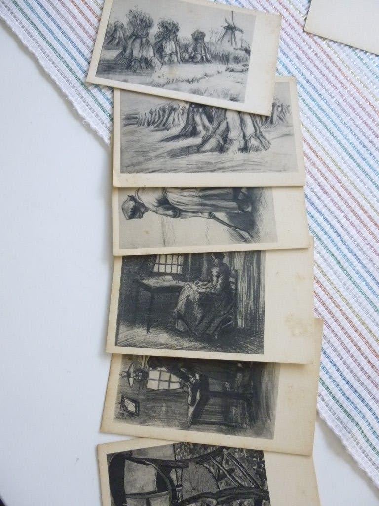 oude prentbriefkaarten; reproducties Rembrandt tekeningen, Verzenden, Foto, Prent