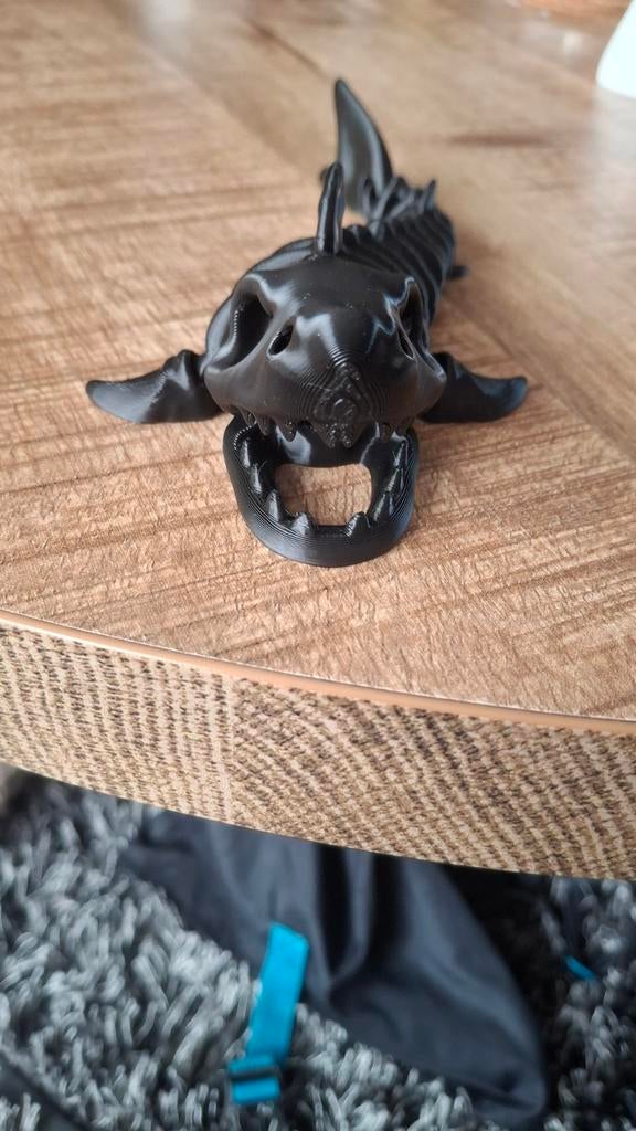 Flexibele 3D Geprinte Haai - Uniek Decoratiestuk, Zwart, Handgemaakt, Dieren, Nieuw