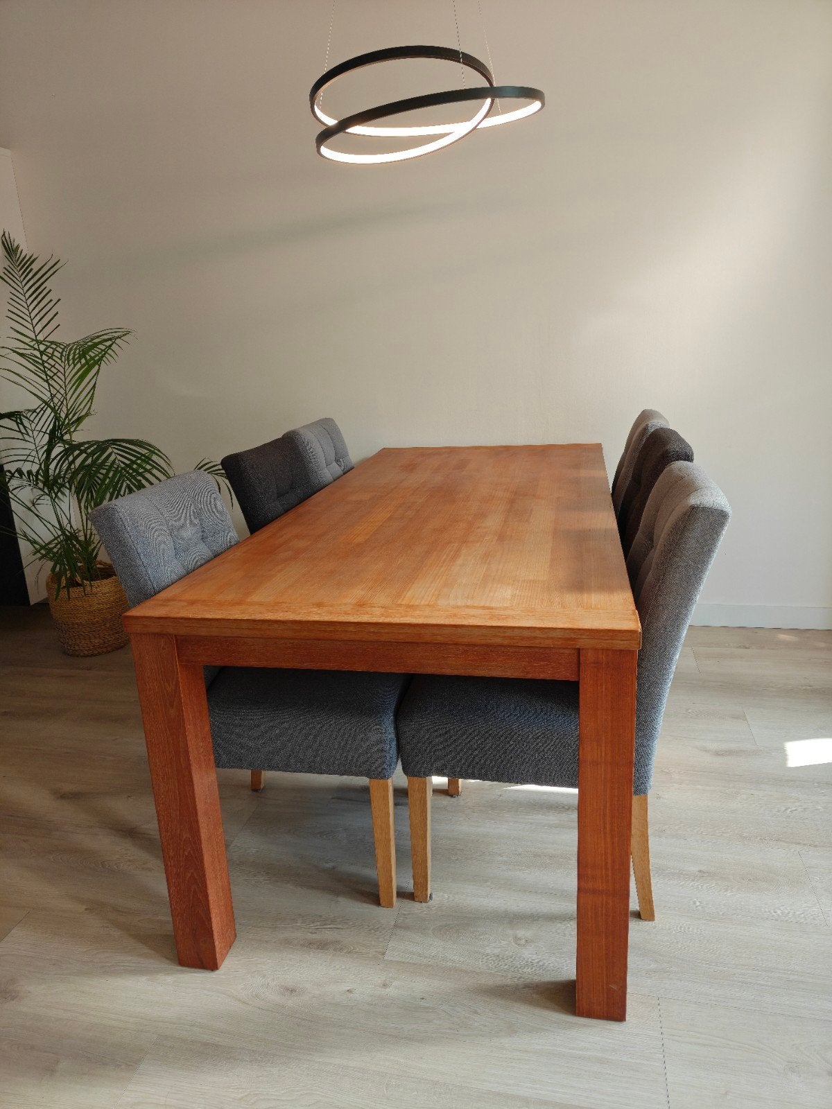 Mahoniefineer eettafel met 6 gestoffeerde stoelen, Ophalen, Gebruikt, 4 tot 6 stoelen