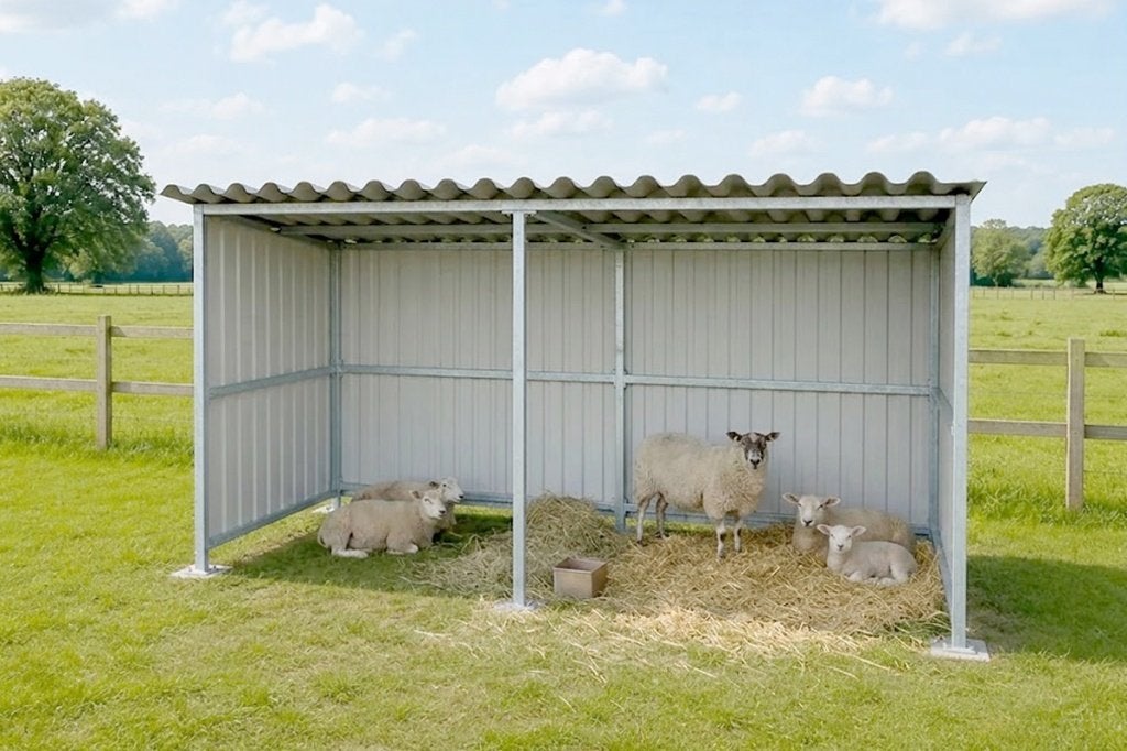 Open schuilstal voor schapen - maatwerk in verzinkt staal, Stalling