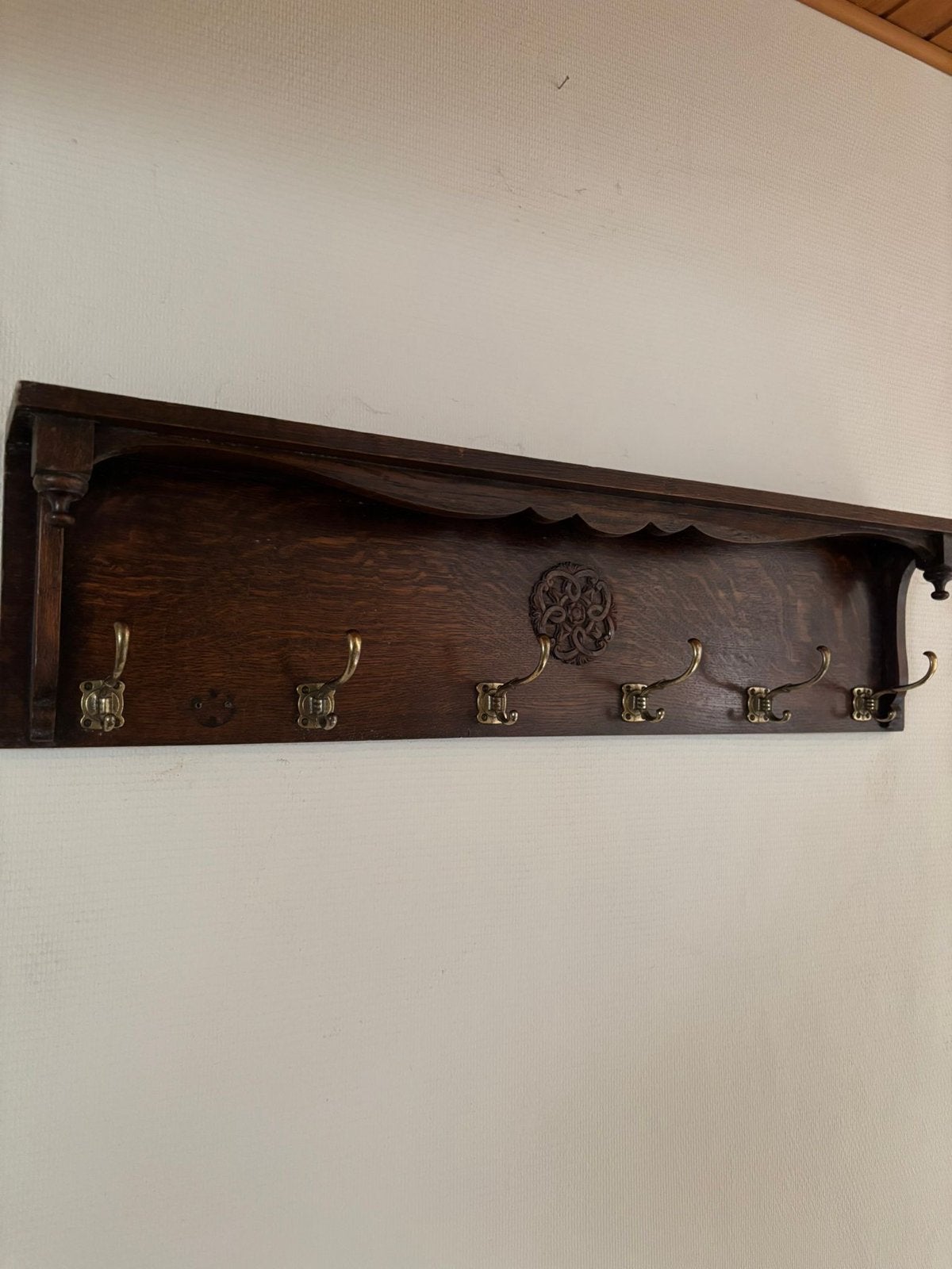 Antieke houten wandkapstok, Gebruikt, Minder dan 100 cm, Hout, Ophalen