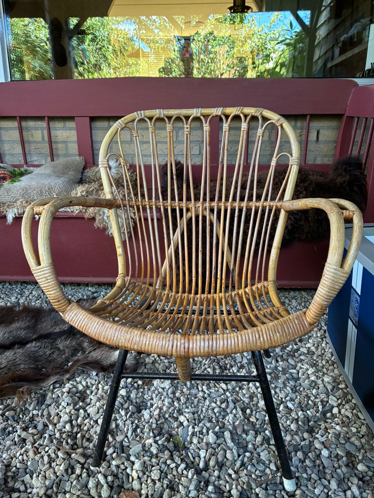 Vintage rotan stoel, Ophalen, Gebruikt, Bruin, Vintage