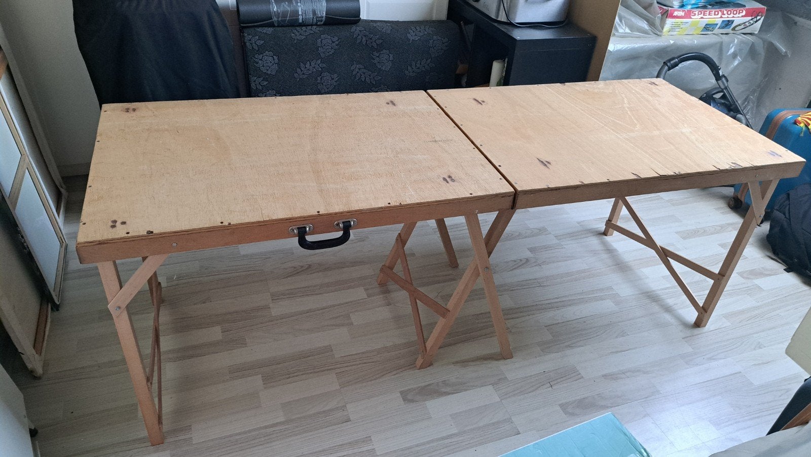 Stevige inklapbare houten massage-/behandeltafel, Ophalen, Gebruikt, 100 tot 150 cm, 50 tot 100 cm