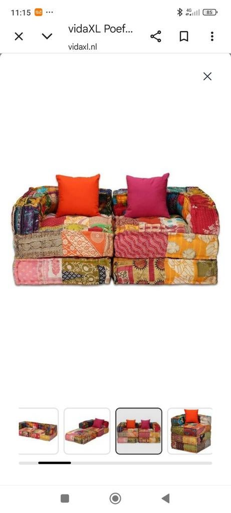 Vida XL bedbank poef, Ophalen, Zo goed als nieuw, Rond, Stof