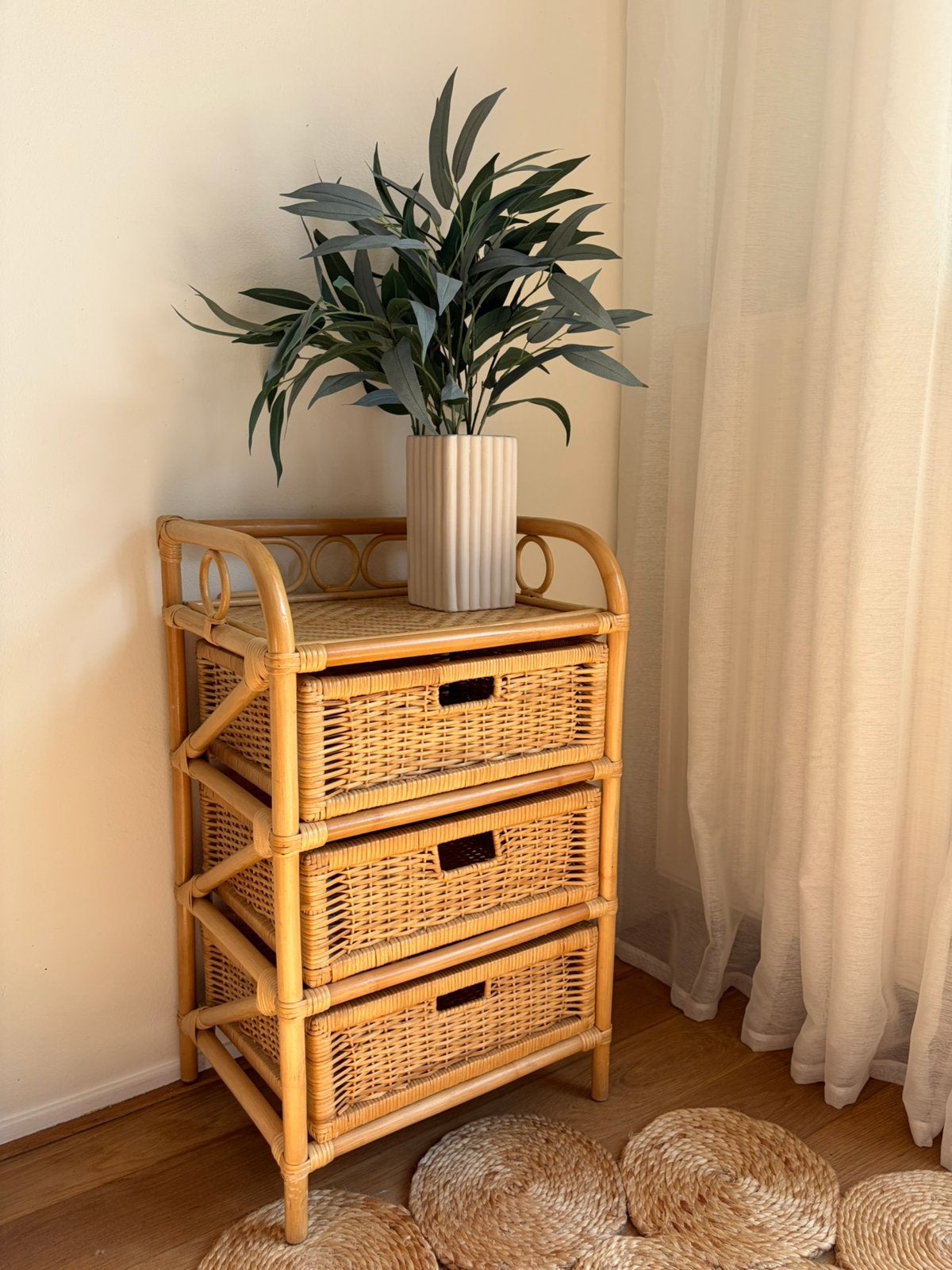 Pick up only -  Rotan vintage ladekastje, Huis en Inrichting, Kasten | Ladekasten, Ophalen, Overige materialen, Minder dan 50 cm