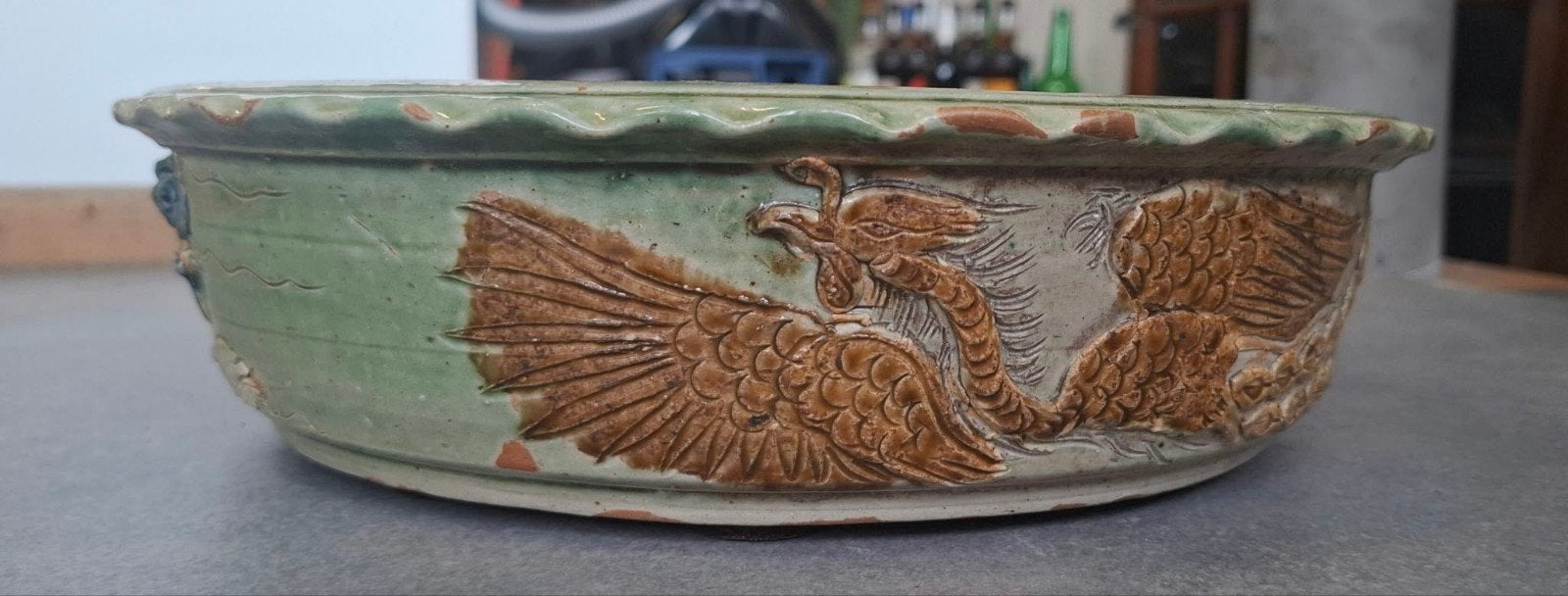 Antieke Chinese Bonsai Pot met Draken en Feniks Decoratie, Antiek en Kunst, Verzenden