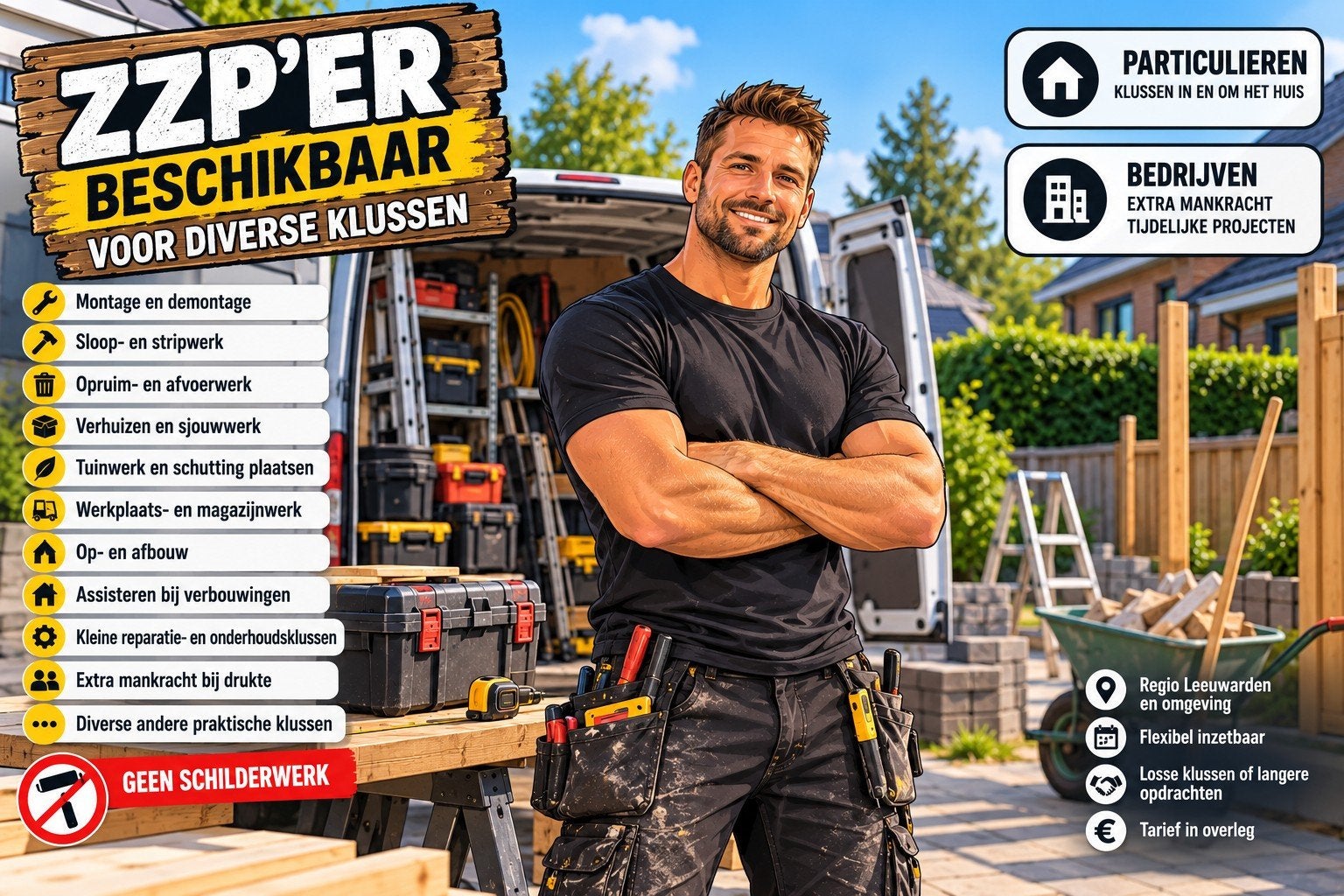 ZZP'er beschikbaar  Allround klushulp | Montage • Sloop •, Ophalen of Verzenden, Nieuw