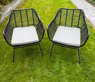 Te Koop: twee leuke zwarte tuinstoelen, Tuin en Terras, Ophalen, Gebruikt, Kunststof