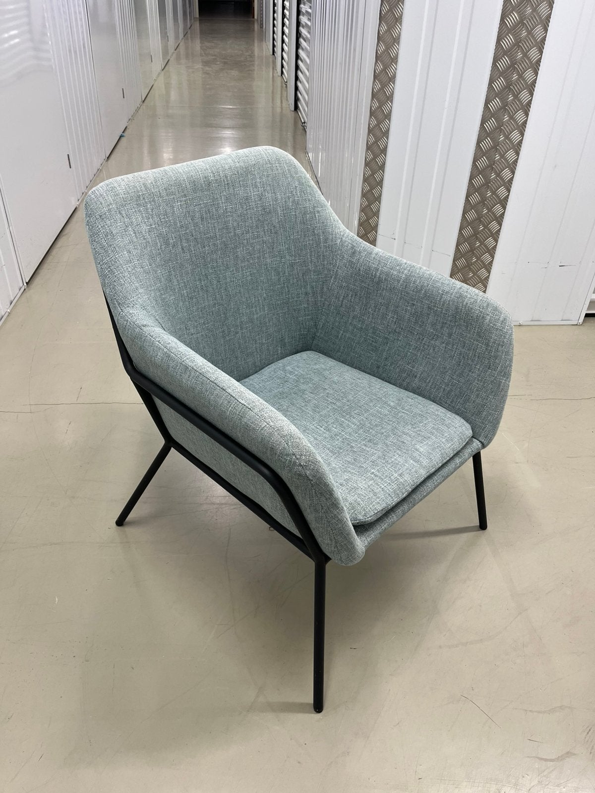 Mint/turquoise kleurige Fauteuil, Ophalen, Gebruikt, 75 tot 100 cm, 50 tot 75 cm