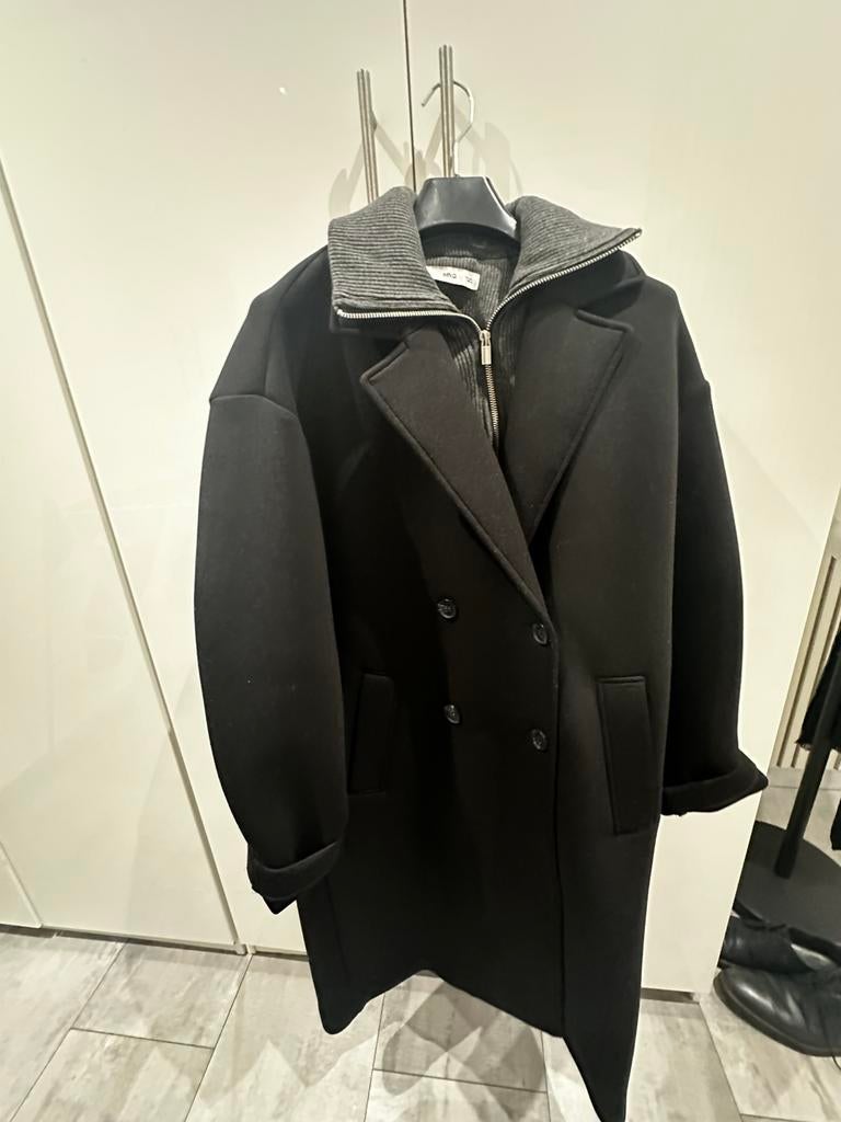 Mantel jas mango L, Kleding | Dames, Ophalen of Verzenden, Zo goed als nieuw, Zwart