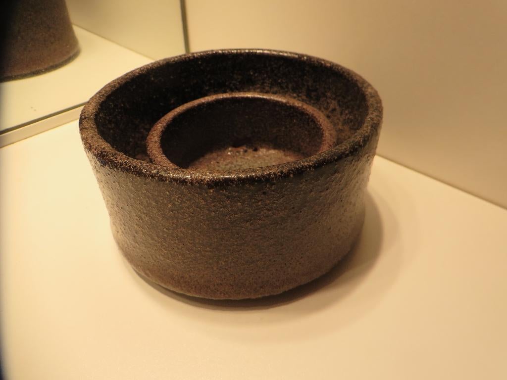 Pieter Groeneveldt keramiek bloemen schaal, paars, rond 1970, Ophalen of Verzenden