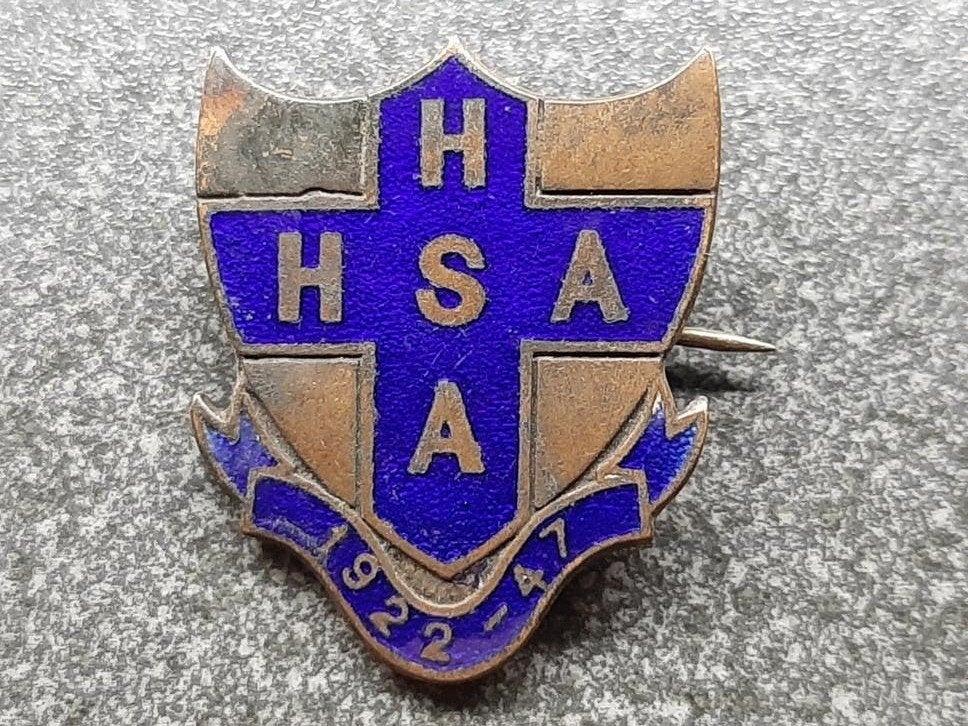 HSA -  Hospital Savings Association / badge 32x26 mm- Engels, Ophalen of Verzenden, Zo goed als nieuw