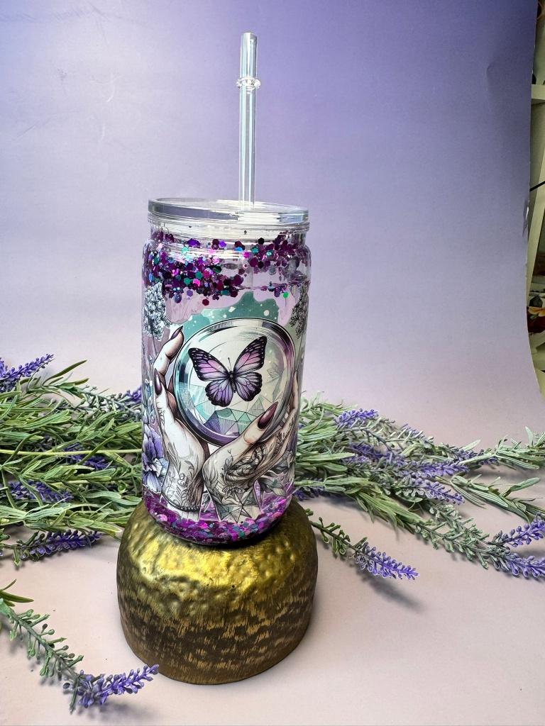 Handgemaakte Butterfly Crystal Ball Snowglobe Tumbler, Huis en Inrichting, Verzenden, Overige typen, Nieuw, Overige stijlen