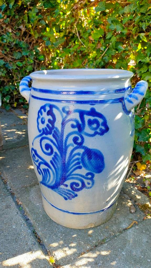 Hoge Keulse pot, blauwe Keulse pot, Ophalen, Rond