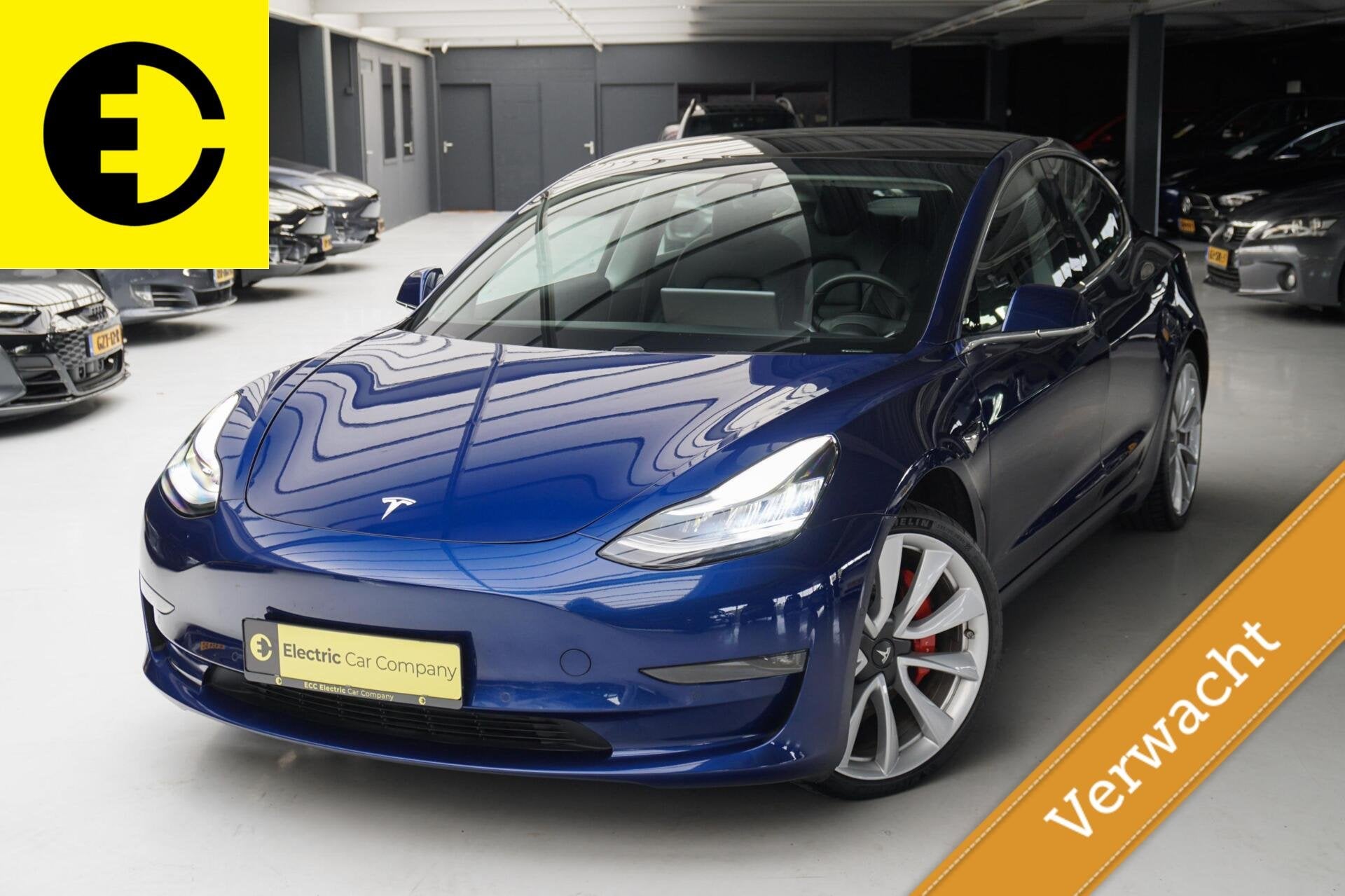 Tesla Model 3 Performance AWD 75 kWh | Pano | Leder | Stoelv, Automaat, Zwart, 547 km, 462 pk