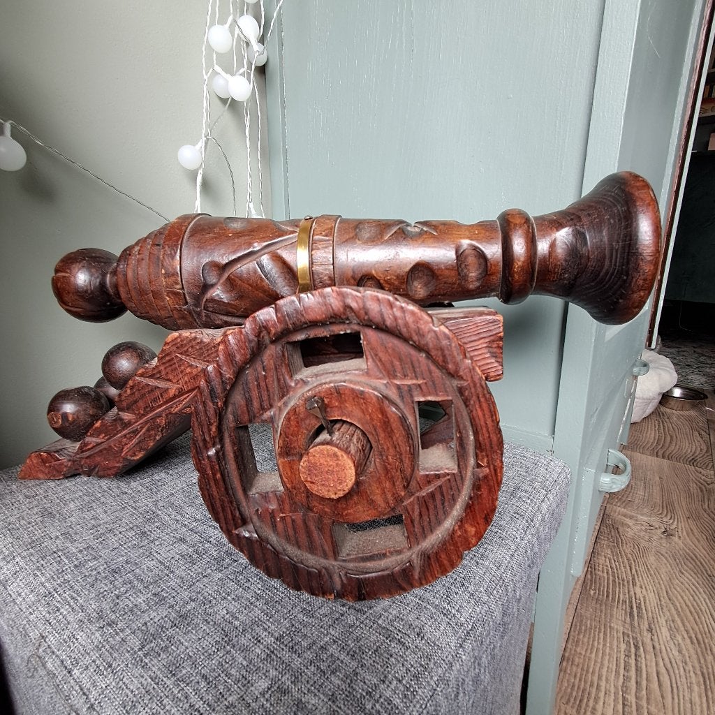Vintage Spaans kanon houtsnijwerk groot formaat 2709, Ophalen of Verzenden