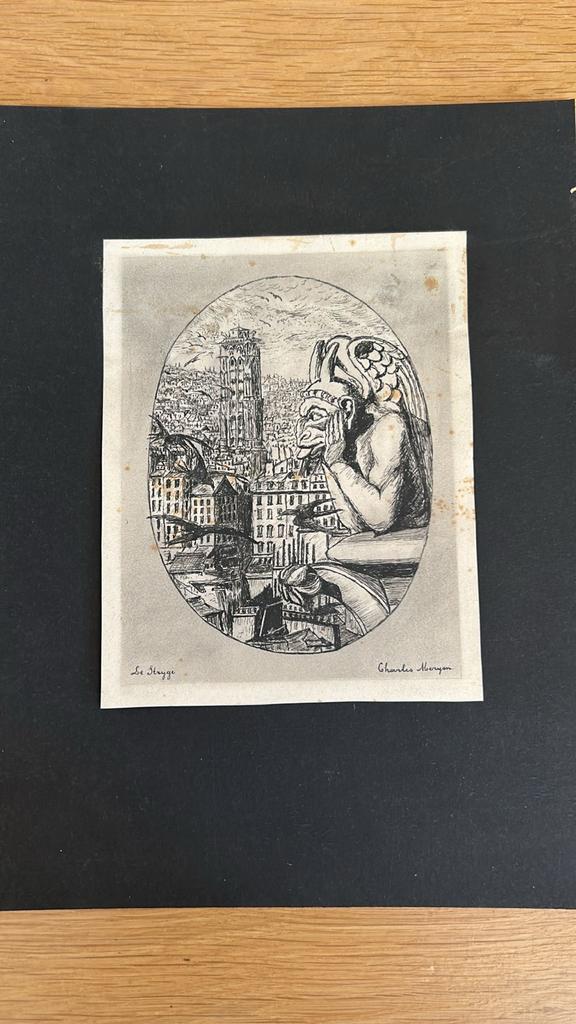Oude Fotogravure Le Stryge Charles Meryon, 1800 - 1899, Met tekst, Stadsgezicht, Ophalen of Verzenden