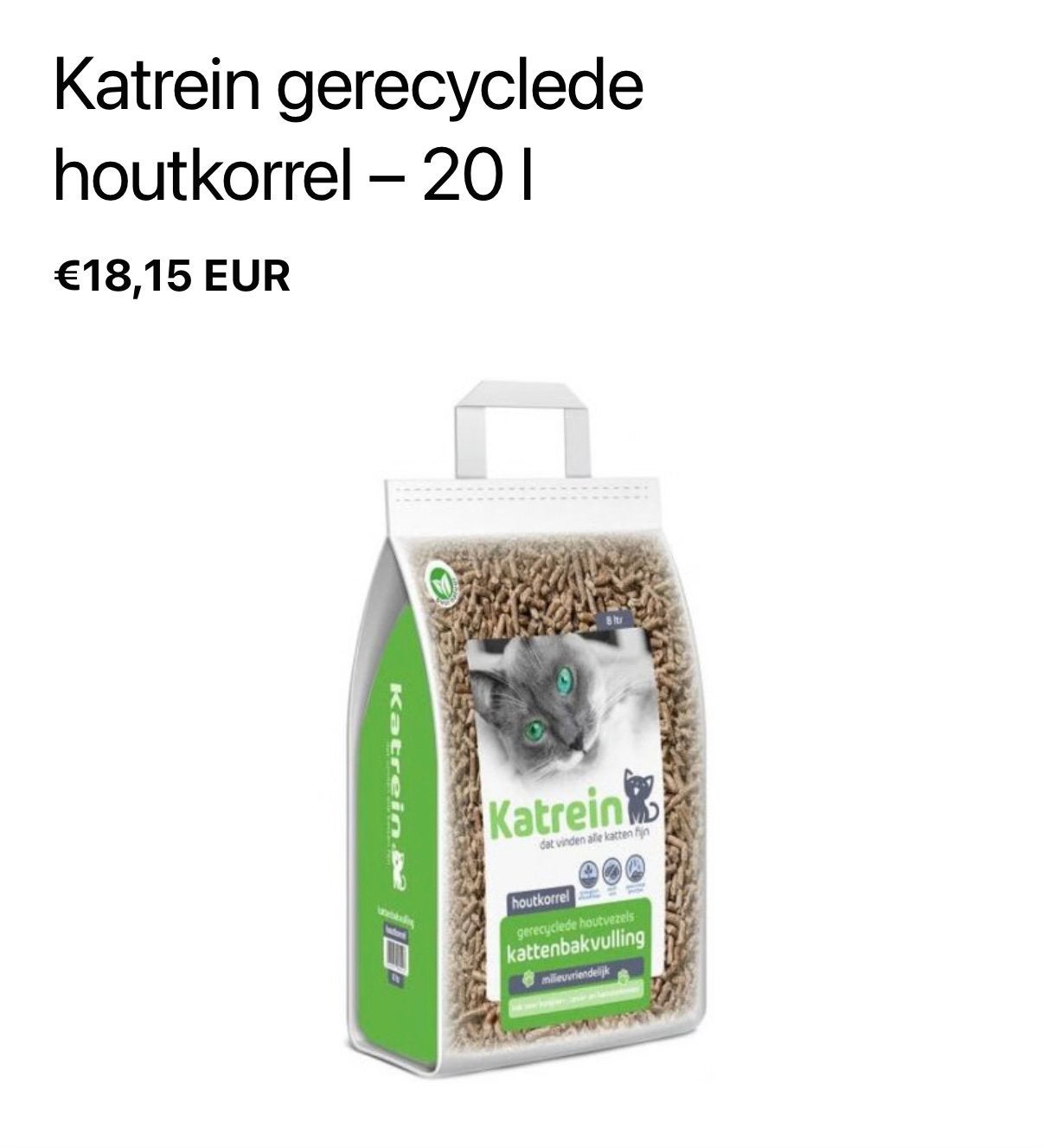 Katrein kattenbakvulling 20 liter, Ophalen, Nieuw