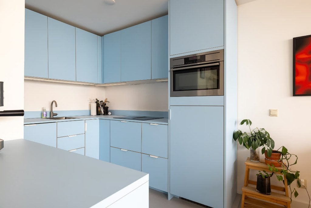 Keuken inclusief apparatuur, Ophalen, Overige materialen, Blauw, Hoekkeuken