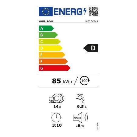 Whirlpool vaatwasser WFC 3C34 P - 14 couverts, Witgoed en Apparatuur, Whirlpool Nederland B.V., 60 cm of meer, Koningin Wilhelminaplein 14 1062 HH Amsterdam