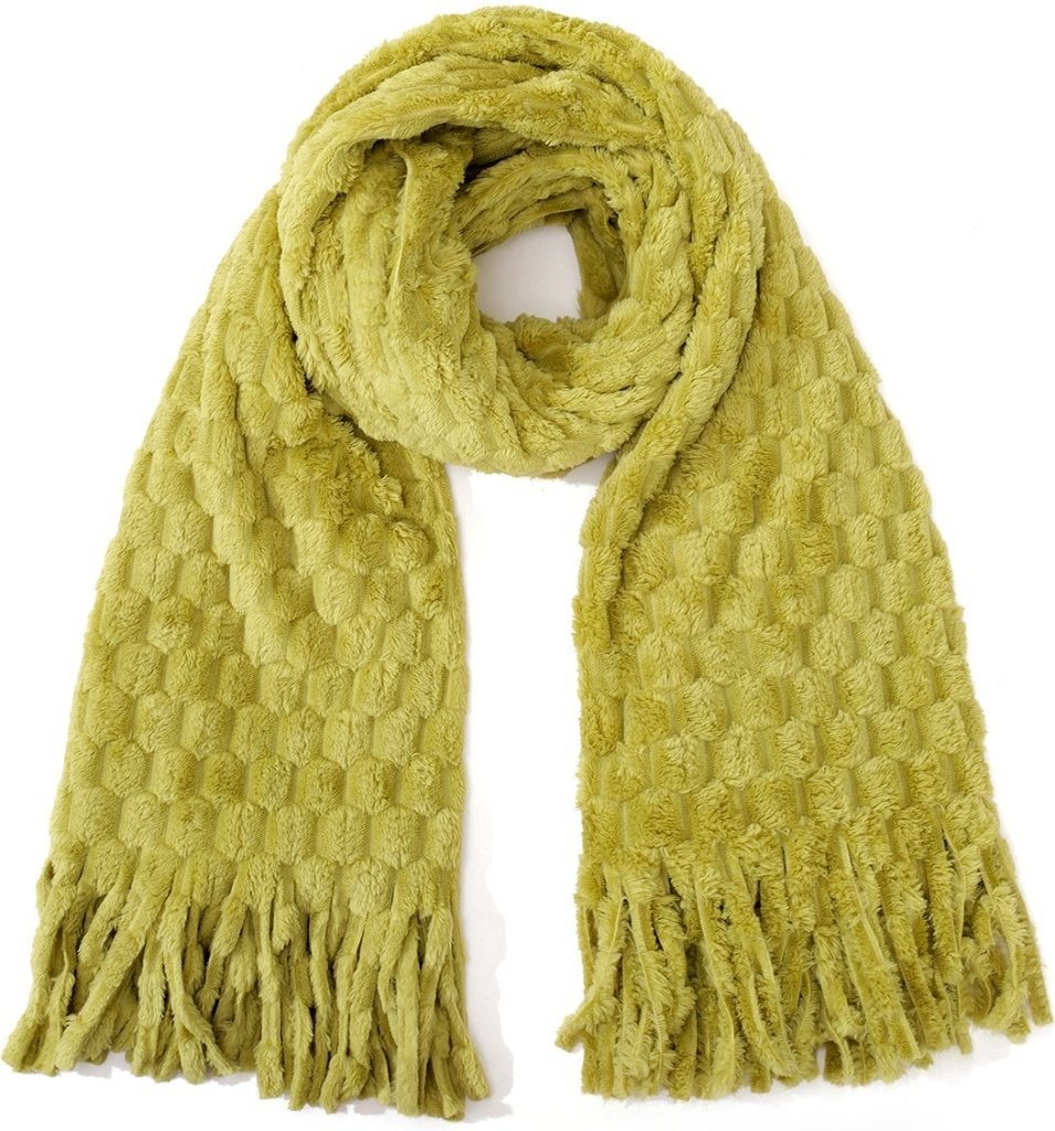Wintersjaal mosterdgeel groen 180x60cm dames, Ophalen of Verzenden, Nieuw, Maat 46/48 (XL) of groter, Sjaal