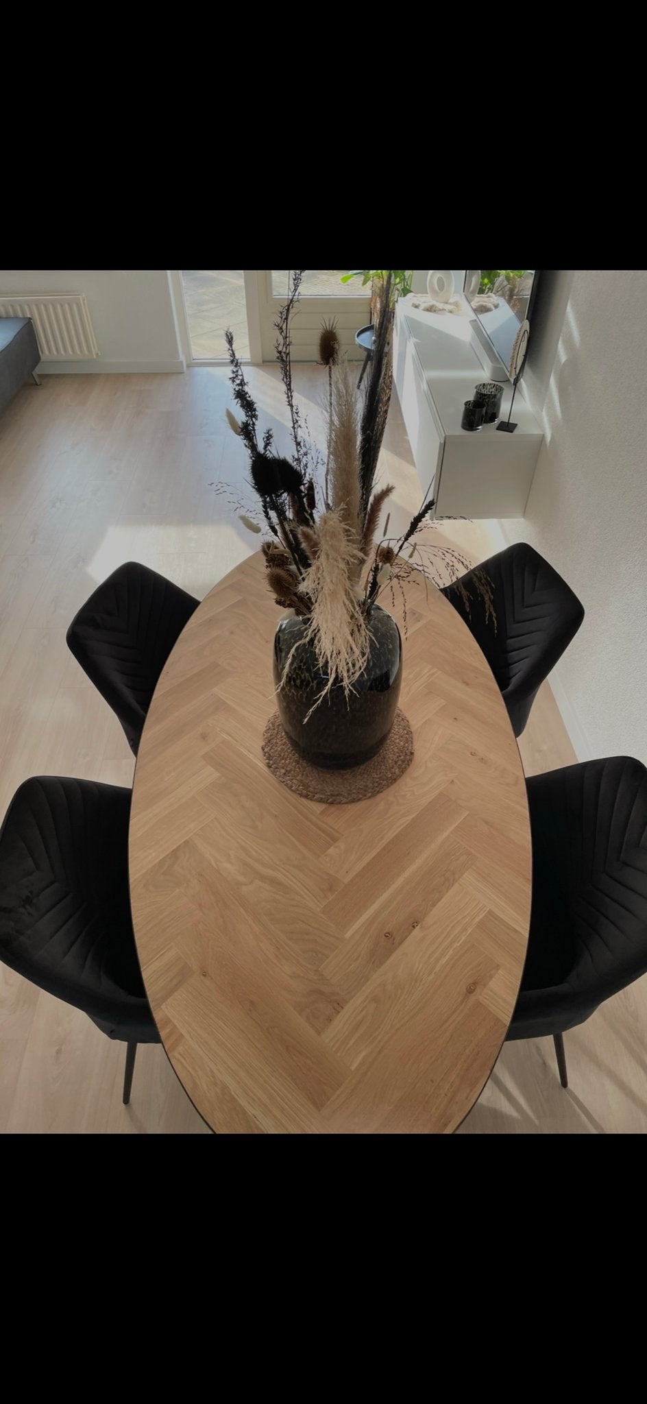 Set van 4 zwarte velvet eetkamerstoelen Riverdale, Ophalen, Zwart, Stof, Vier
