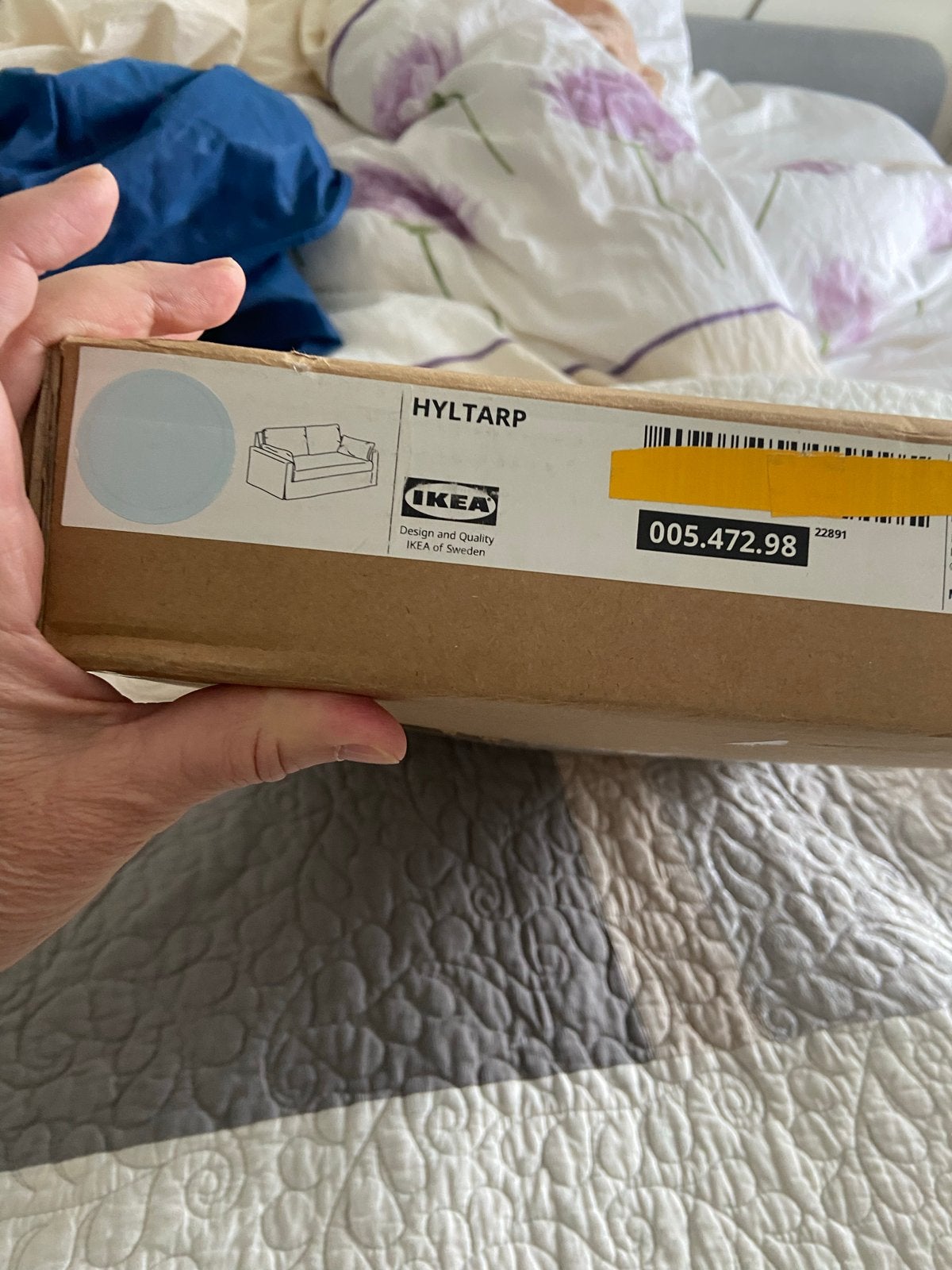 Nieuwe IKEA Hyltarp hoes - lichtblauw, Huis en Inrichting, Ophalen, 75 tot 100 cm, Rechte bank, Stof