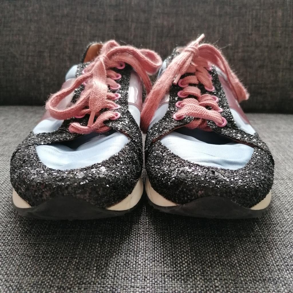 Trussardi sneakers zwart glimmend + zalmroze 38 nr 45281, Kleding | Dames, Schoenen, ., Zwart, Trussardi, Ophalen of Verzenden