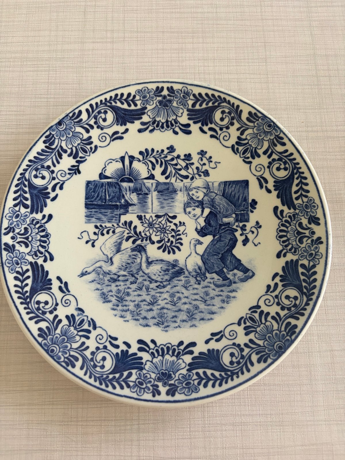 Delfts Blauw Petrus Regout & Co. Wandbord met Ganzen, Ophalen of Verzenden