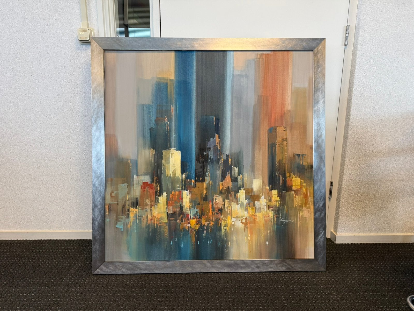 Schilderij End of day lights in the city - Wilfred Lang, Ophalen