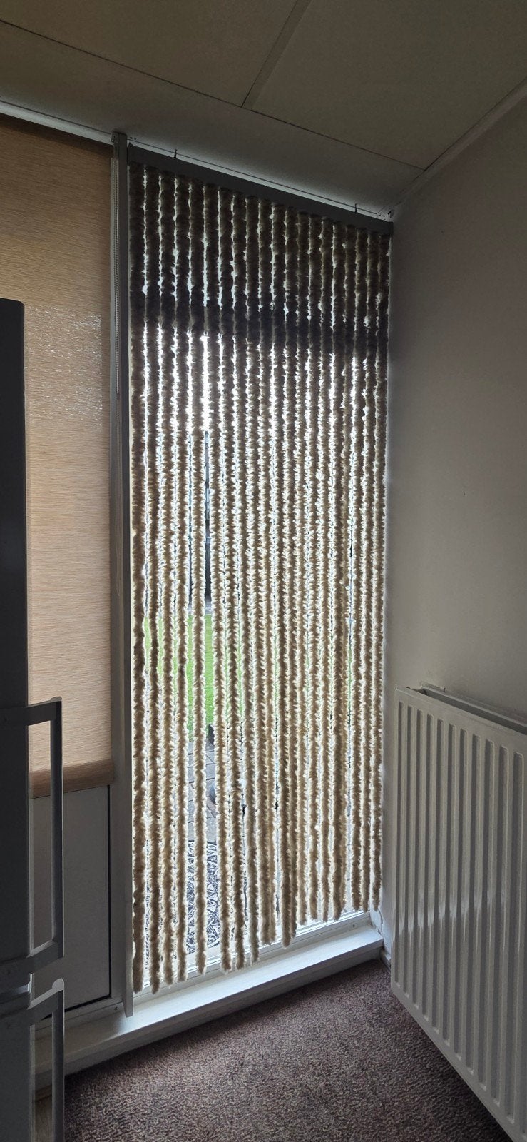 Kattenstaart gordijn, Ophalen of Verzenden, Gebruikt, Beige, Minder dan 100 cm