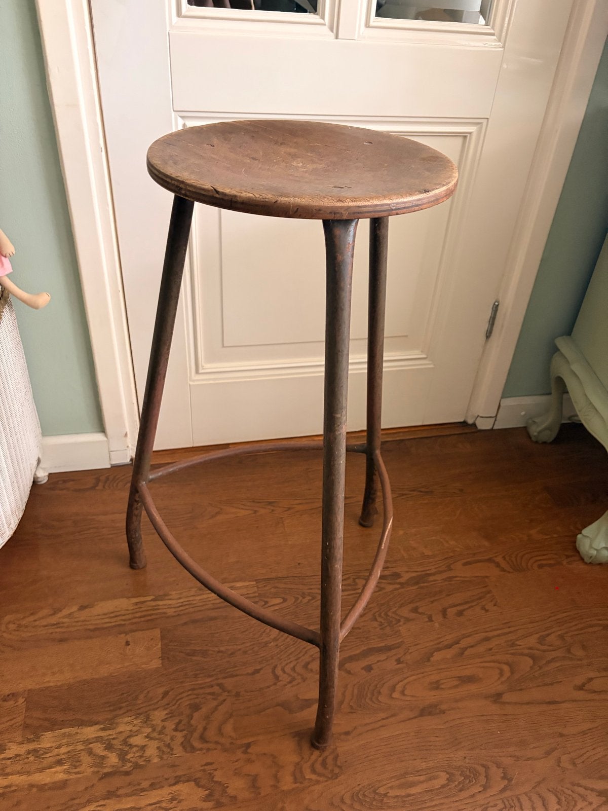 Vintage Friso Kramer houten industriële kruk, Ophalen, Gebruikt, Hout