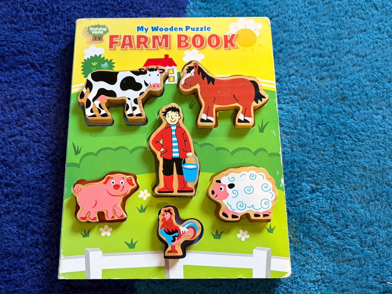 Boerderij boek met houten dieren + boer (…engelstalig!), Ophalen of Verzenden, Gelezen, 2 tot 3 jaar