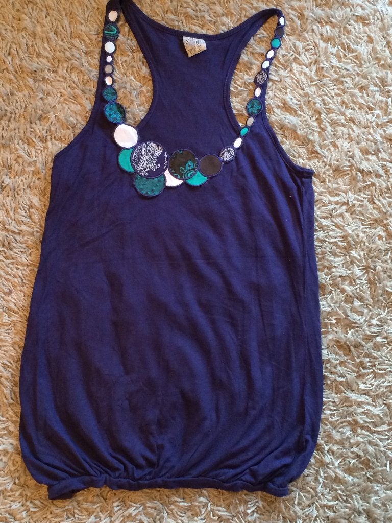 Pull & Bear xdye blauwe top met applicaties maat S, Blauw, Nieuw, Ophalen of Verzenden, Maat 36 (S)