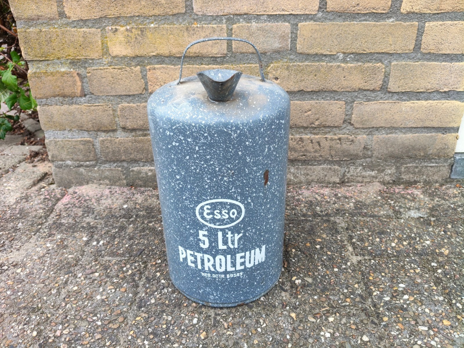 Esso 5 Ltr Petroleum kannetje, brocante emaille, vintage, Ophalen of Verzenden