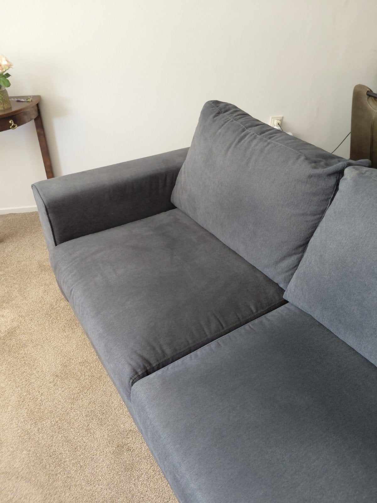 Comfortabele blauwe tweepersoonsbank, Ophalen, Gebruikt, 70 cm of minder, Blauw