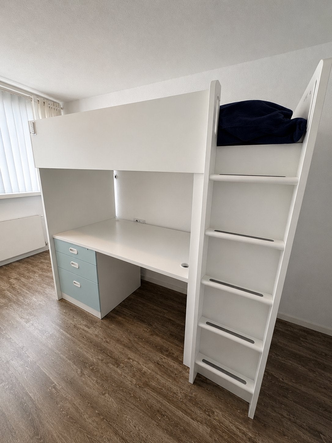 IKEA SMÅSTAD Hoogslaper met bureau en kast, Ophalen, Eenpersoons, Zo goed als nieuw, 200 cm