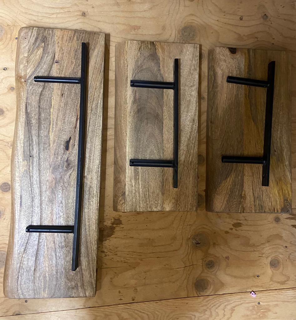 Set van 3 houten wandplanken met metalen beugels, Ophalen of Verzenden, Nieuw