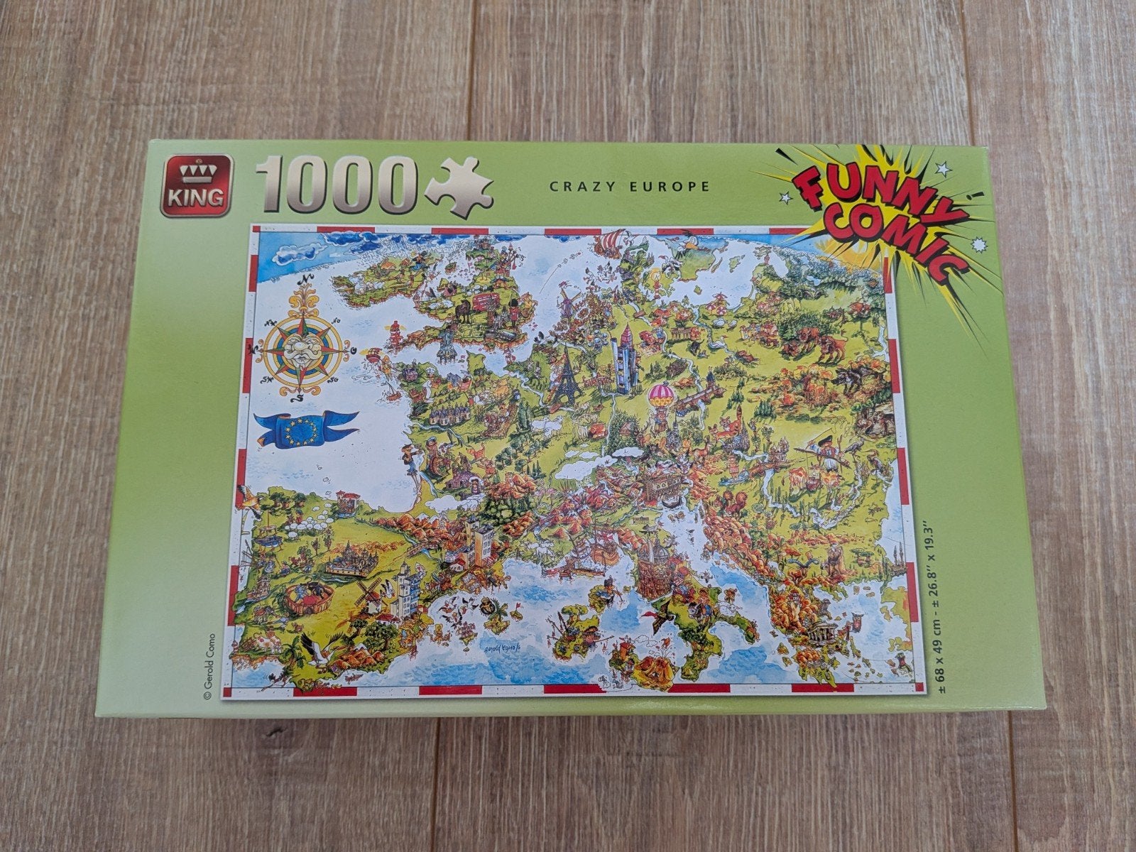 King Funny Comic Crazy Europe Legpuzzel 1000 stukjes, Ophalen, 500 t/m 1500 stukjes, Zo goed als nieuw, Legpuzzel