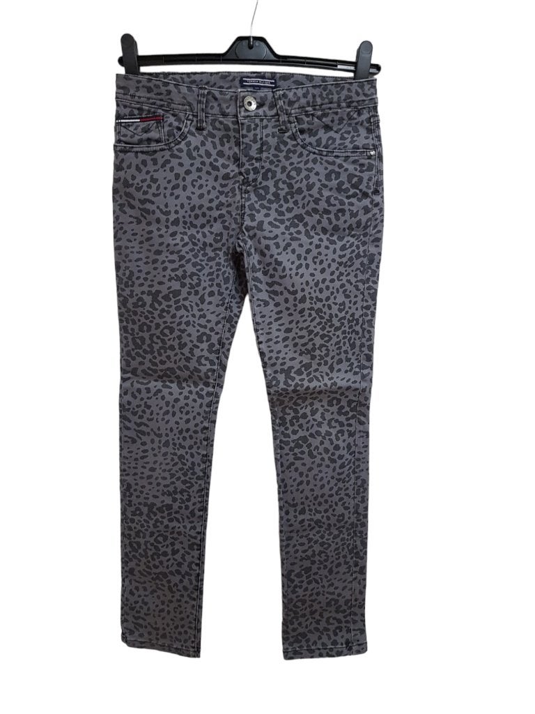 Gave grijze TOMMY HILFIGER panter stretch jeans broek mt 152, Kinderen en Baby's, Kinderkleding | Maat 152, Broek, Verzenden, Meisje