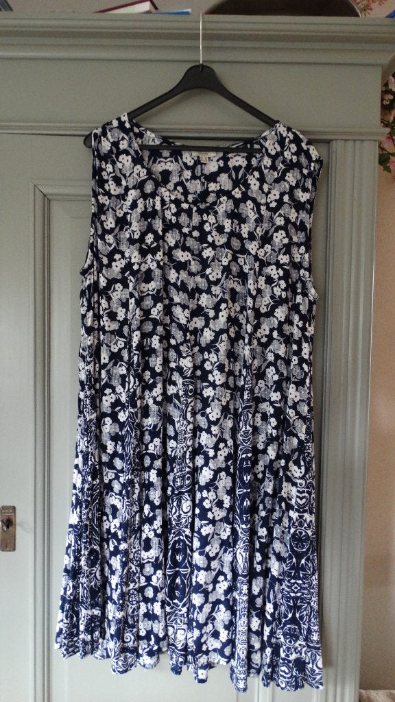 Orientique blauw/wit gebloemd zomerjurkje, maat 46/48, Kleding | Dames, Maat 46/48 (XL) of groter, Orientique, Zo goed als nieuw