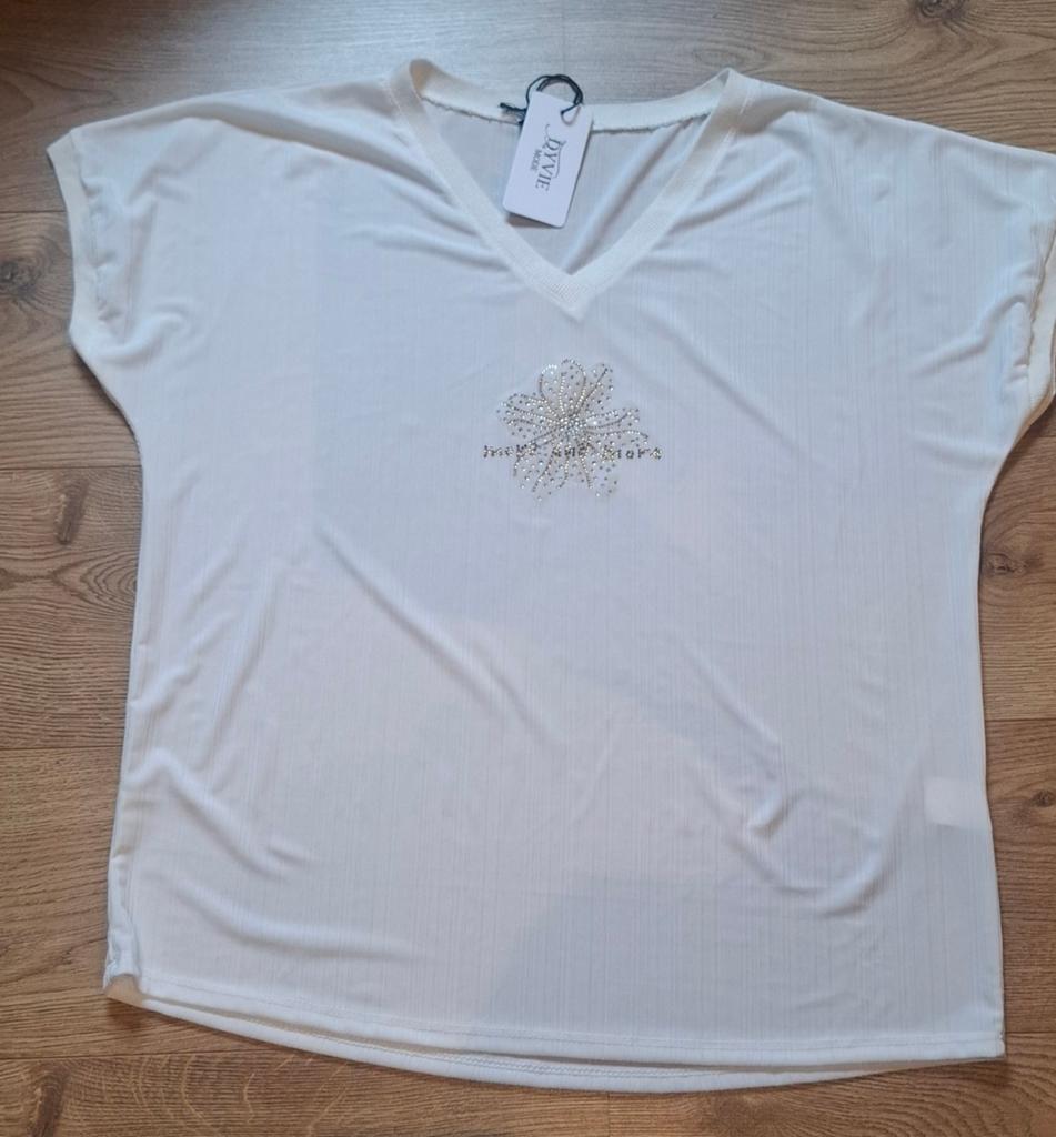 Prachtige T-shirt  NIEUW, Wit, Maat 42/44 (L), Nieuw, Ophalen of Verzenden
