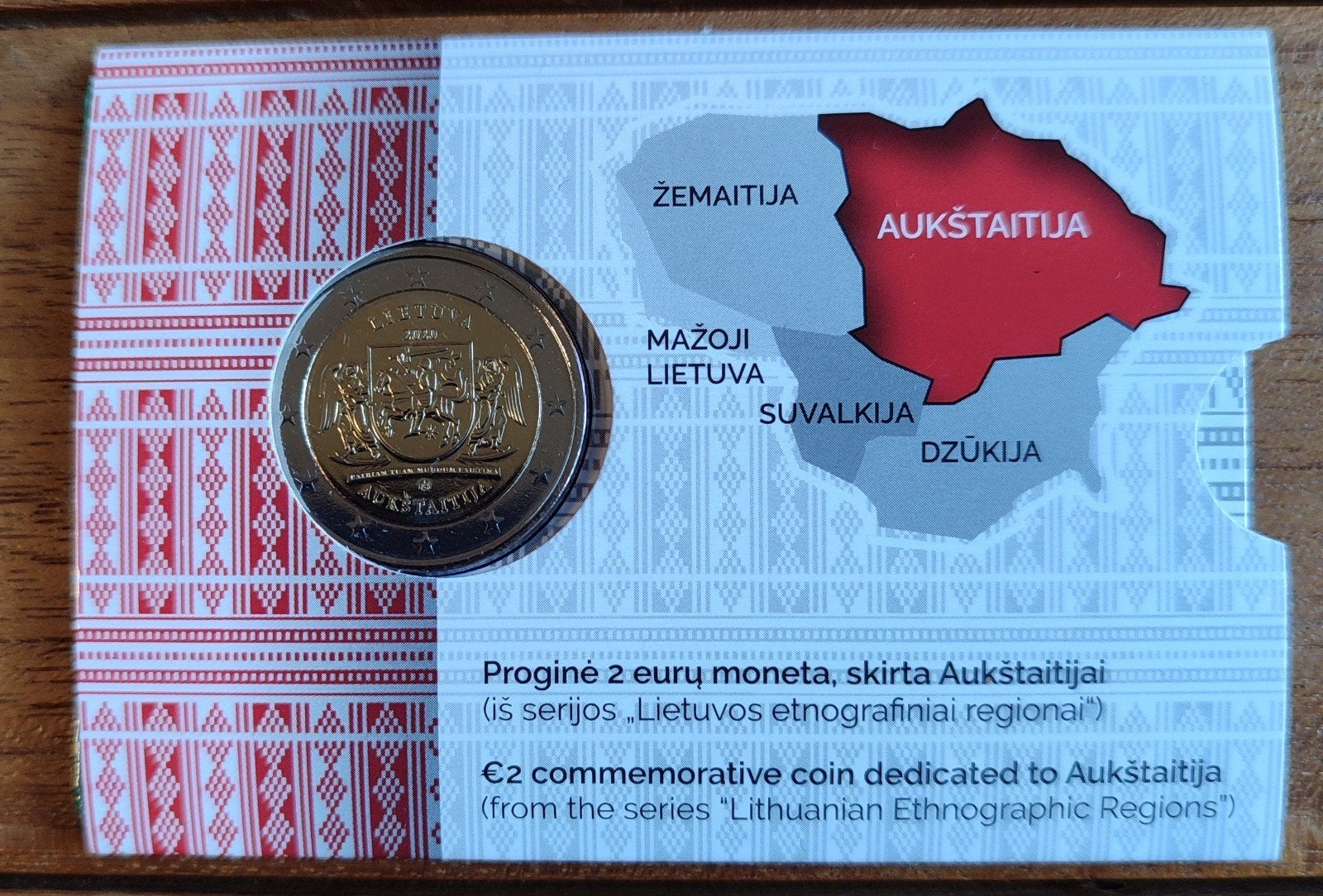 Litouwen 2 euro 2020 BU Aukstaitija Coincard, Ophalen of Verzenden, Overige landen, 2 euro, Setje